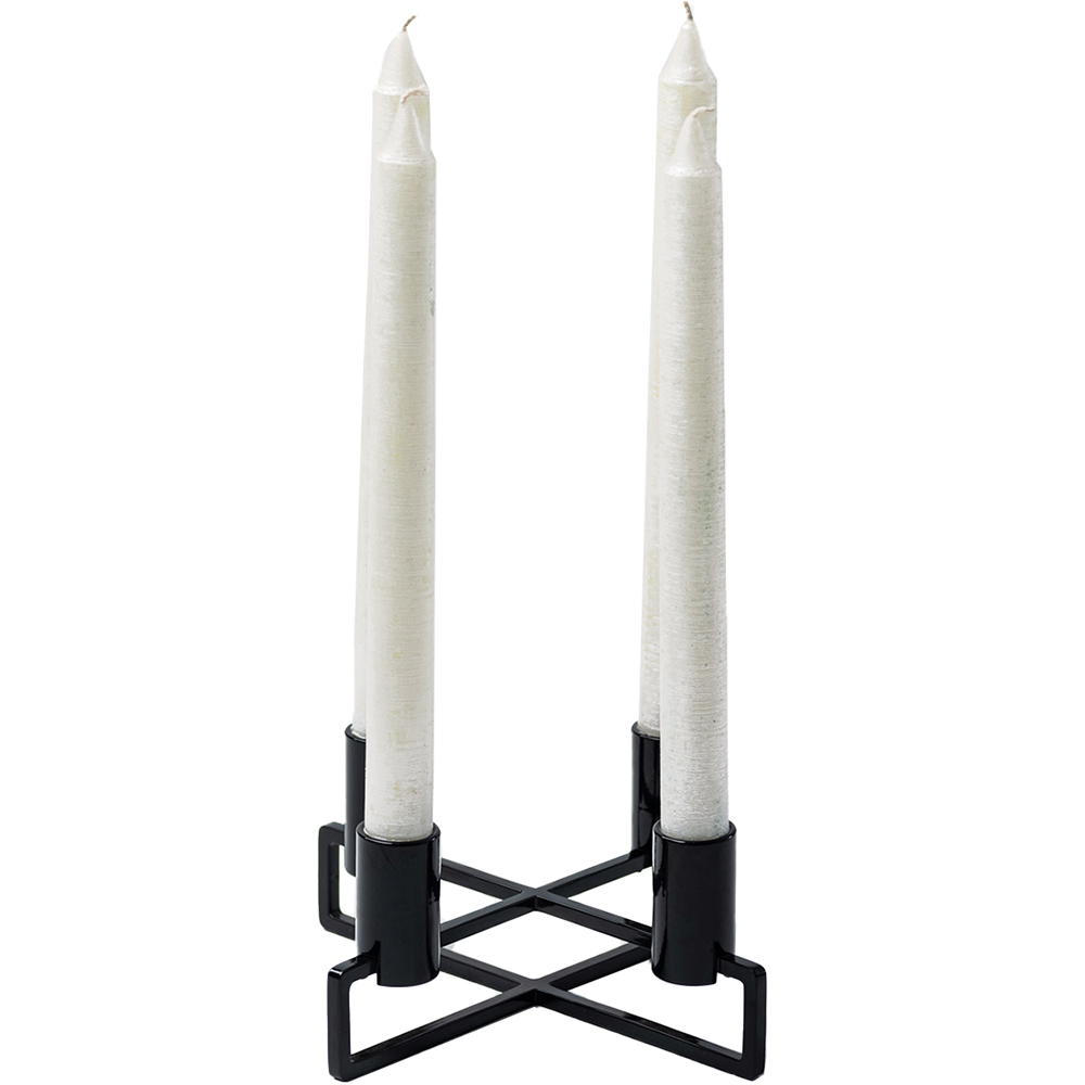 Suport lumanare Cross, 20 x 20 x 7.7 cm, negru