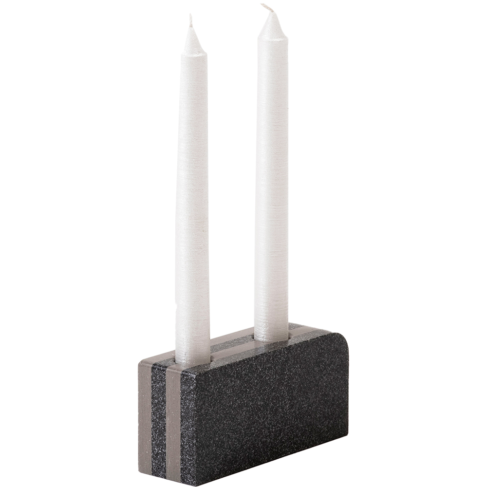Suport lumanare Duo, 19.6 x 4.5 x 7.1 cm, gri antracit