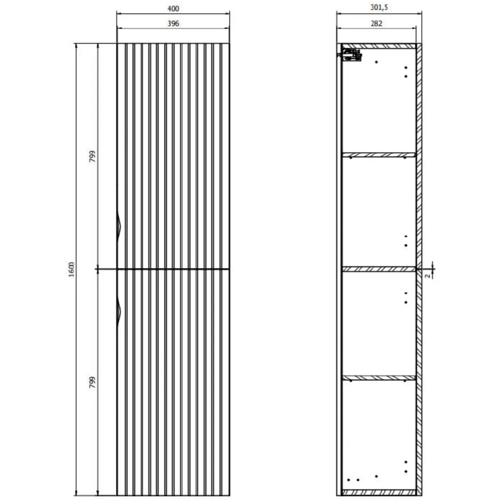 Dulap baie Cersanit Tirso Casmir, 40 x 30.2 x 160 cm, bej