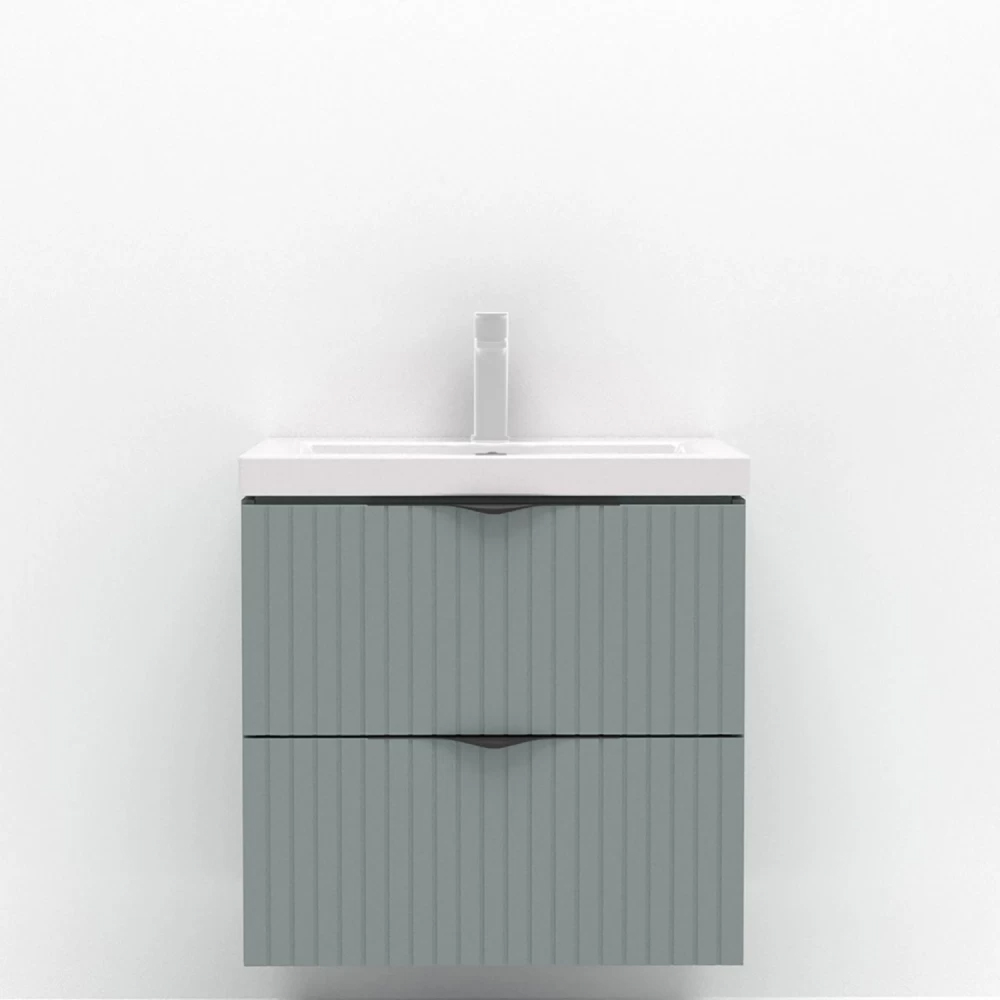 Set masca si lavoar Cersanit Tirso Casmir, 59.4 x 44.6 x 57.2 cm, verde fiord