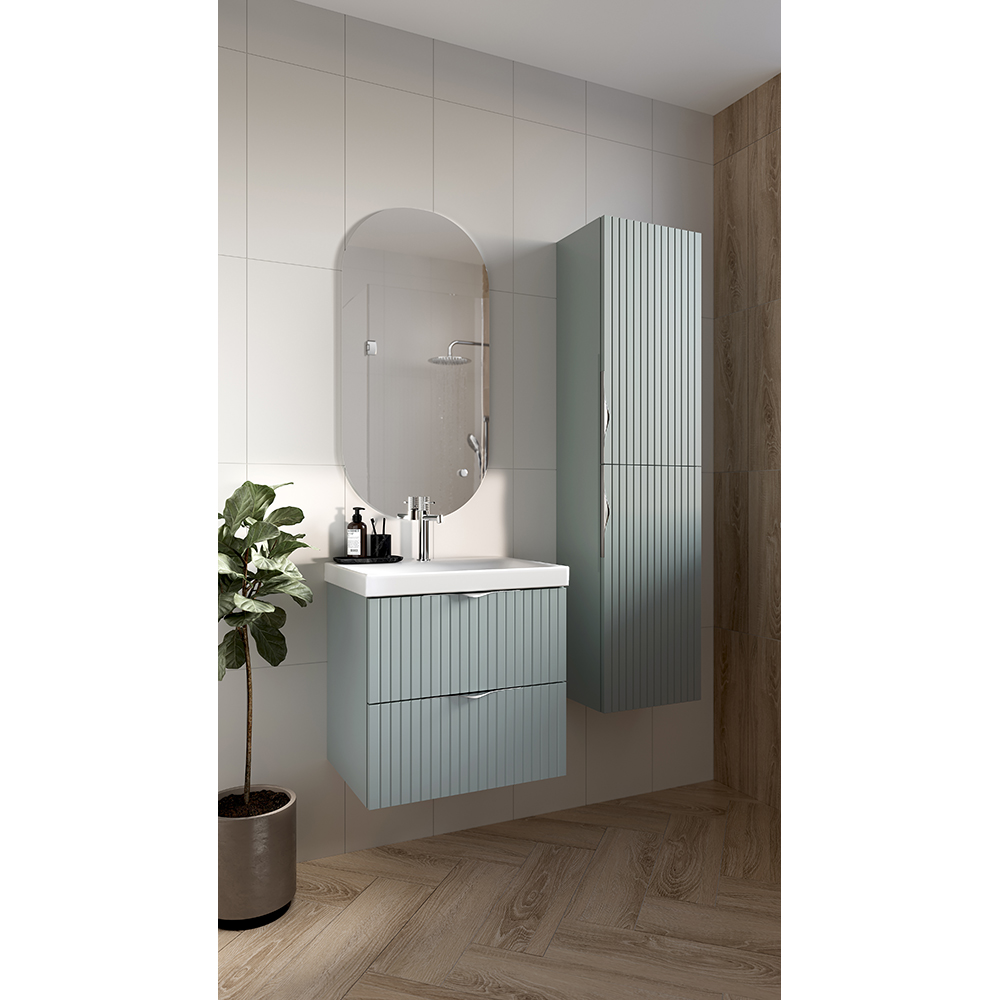 Set masca si lavoar Cersanit Tirso Casmir, 59.4 x 44.6 x 57.2 cm, verde fiord