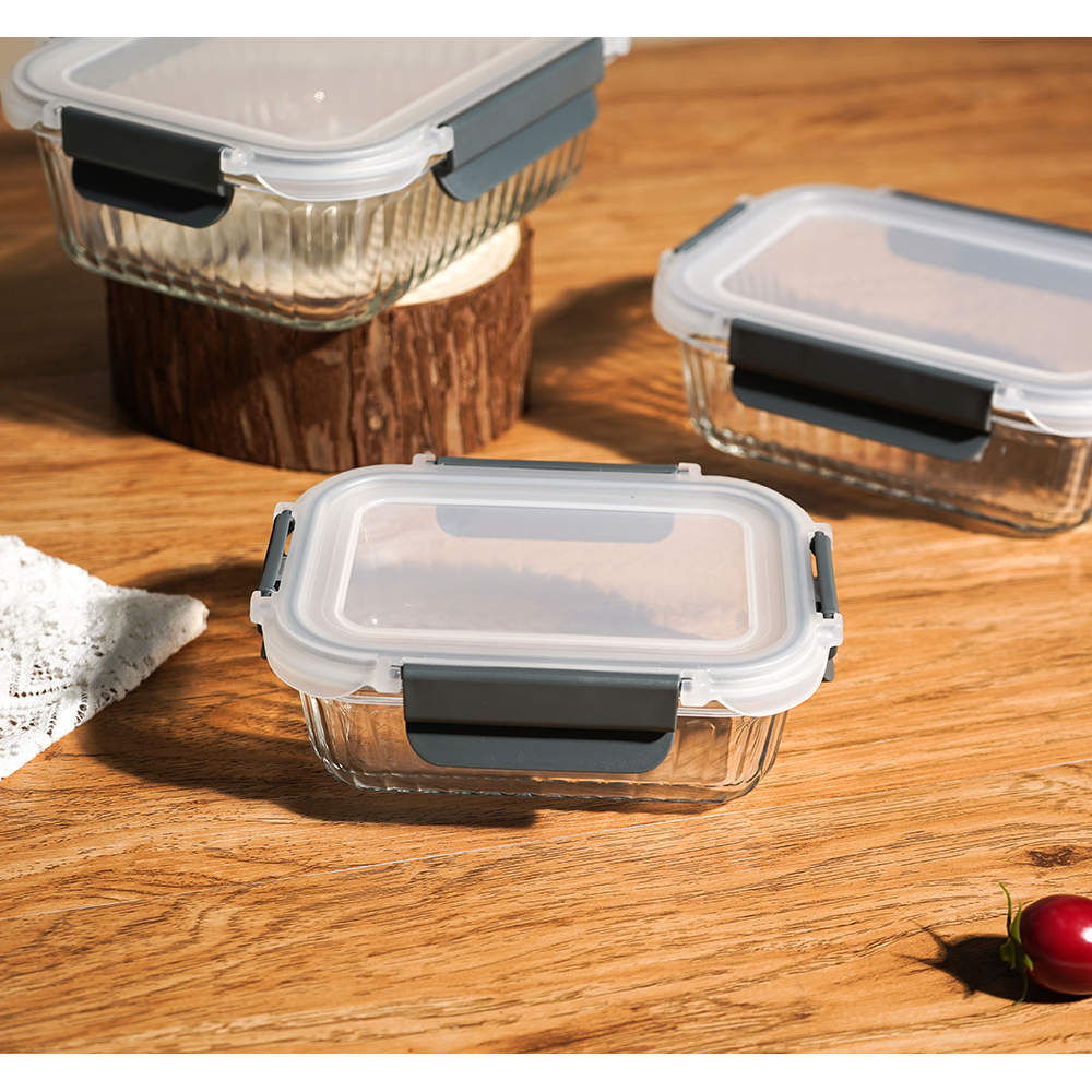 Set caserole MYRIA MC4058, 3 piese, 0.37- 1.05l, sticla, transparent
