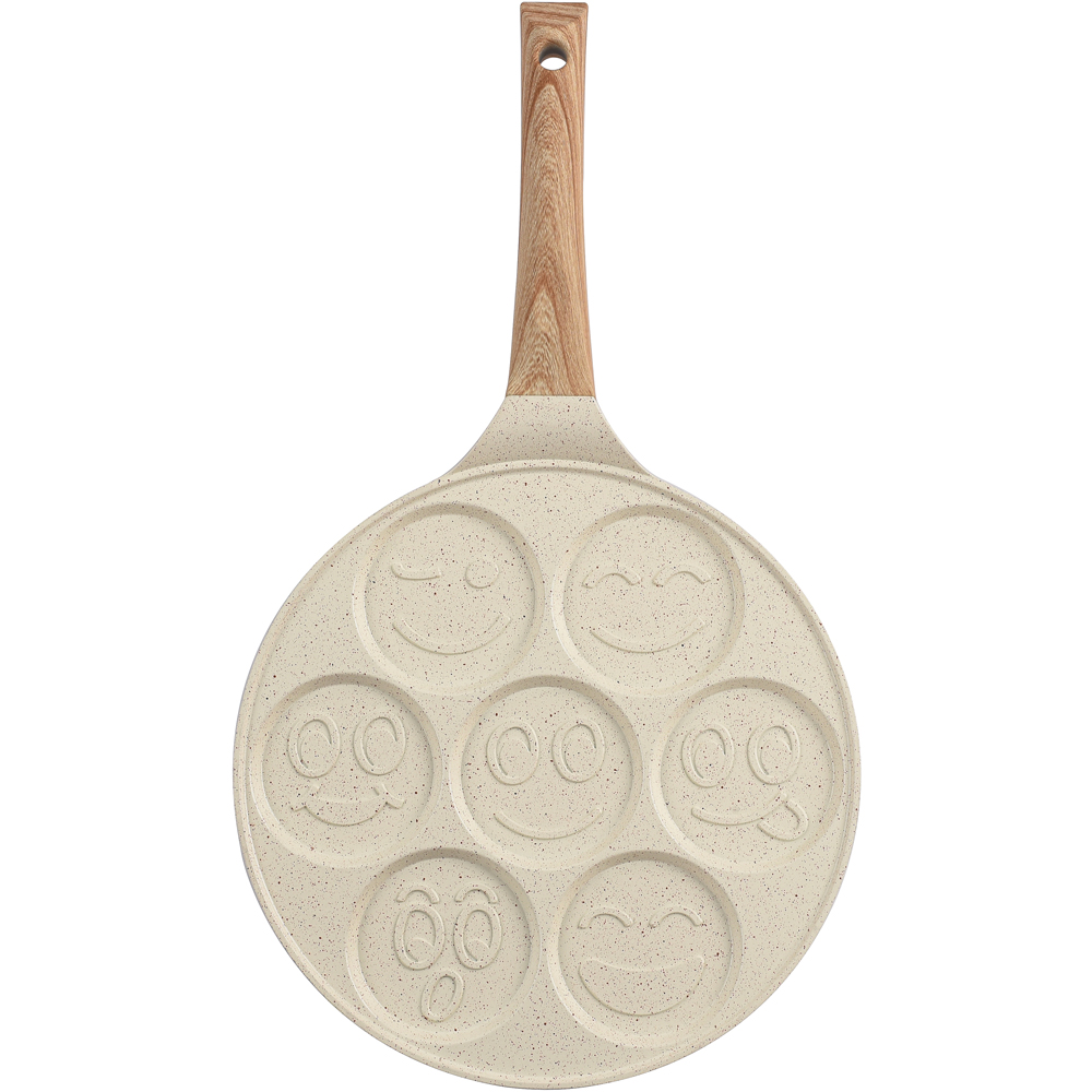 Tigaie clatite MYRIA MC4072, 26 cm, aluminiu, 7 forme emoji, bej