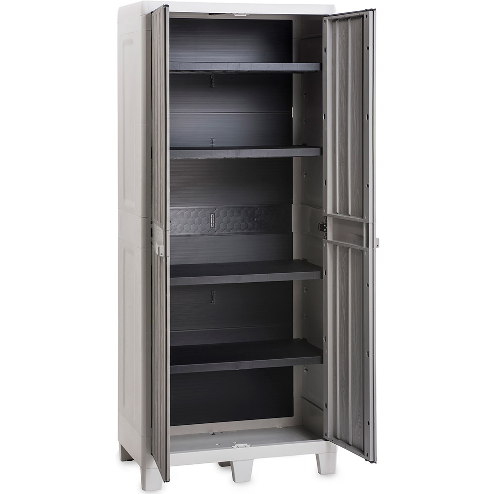Dulap depozitare gradina TOOMAX Florida XL, polipropilena, 78 x 46 x 182 cm, gri