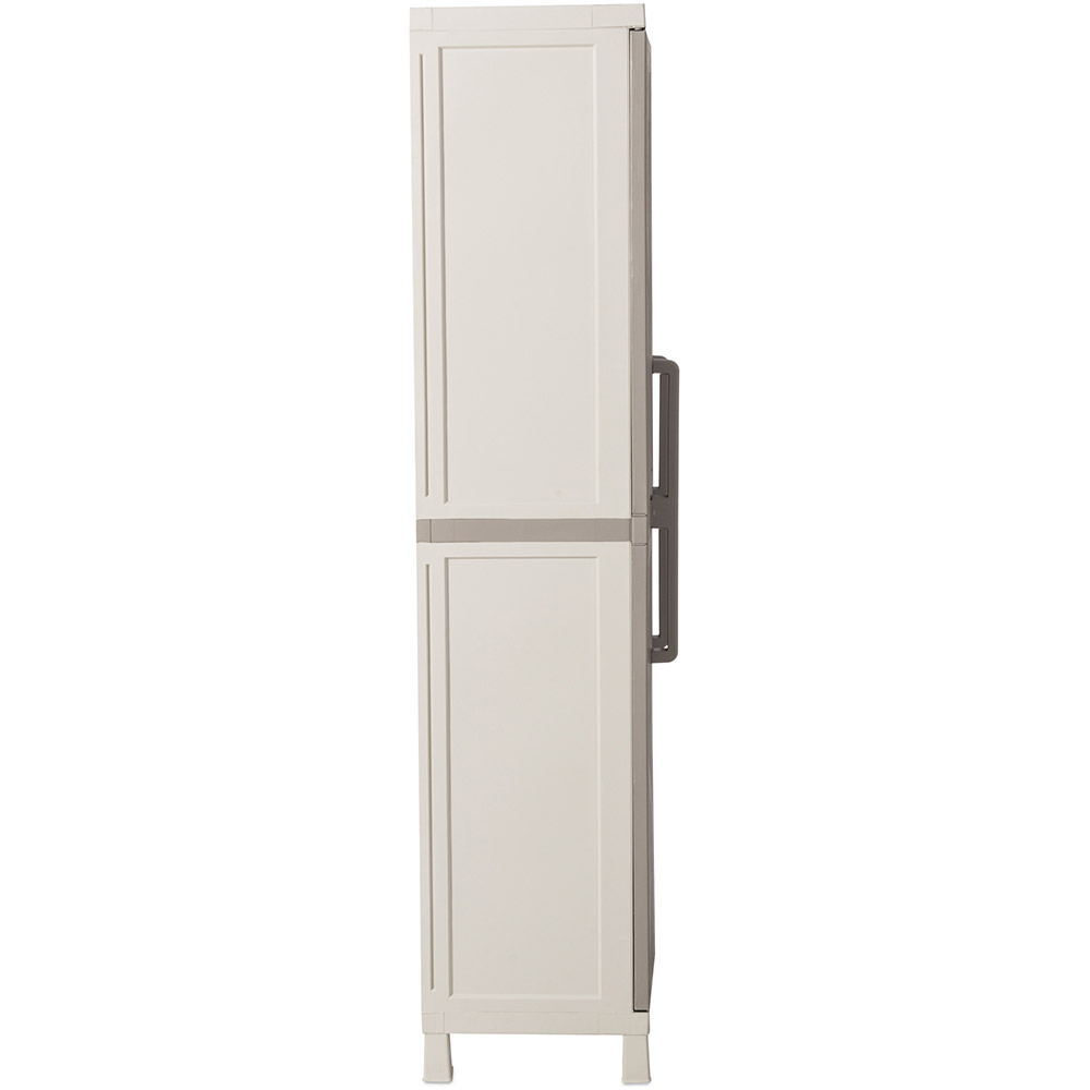 Dulap depozitare gradina TOOMAX Wood Midi, polipropilena, 65 x 37 x 173 cm, gri