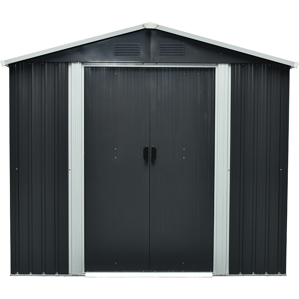 Casuta gradina PERGART Dresden II 106, metal, 174 x 301 x 214 cm, negru-gri