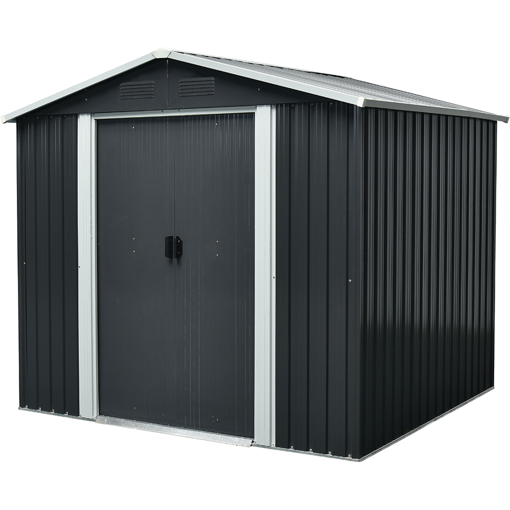 Casuta gradina PERGART Dresden II 106, metal, 174 x 301 x 214 cm, negru-gri