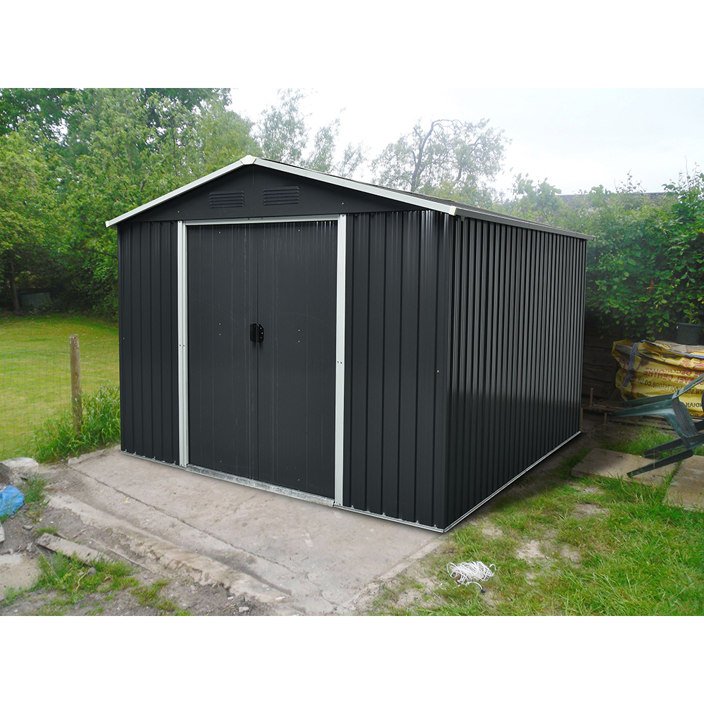 Casuta gradina PERGART Dresden II 108, metal, 238 x 301 x 214 cm, negru-gri