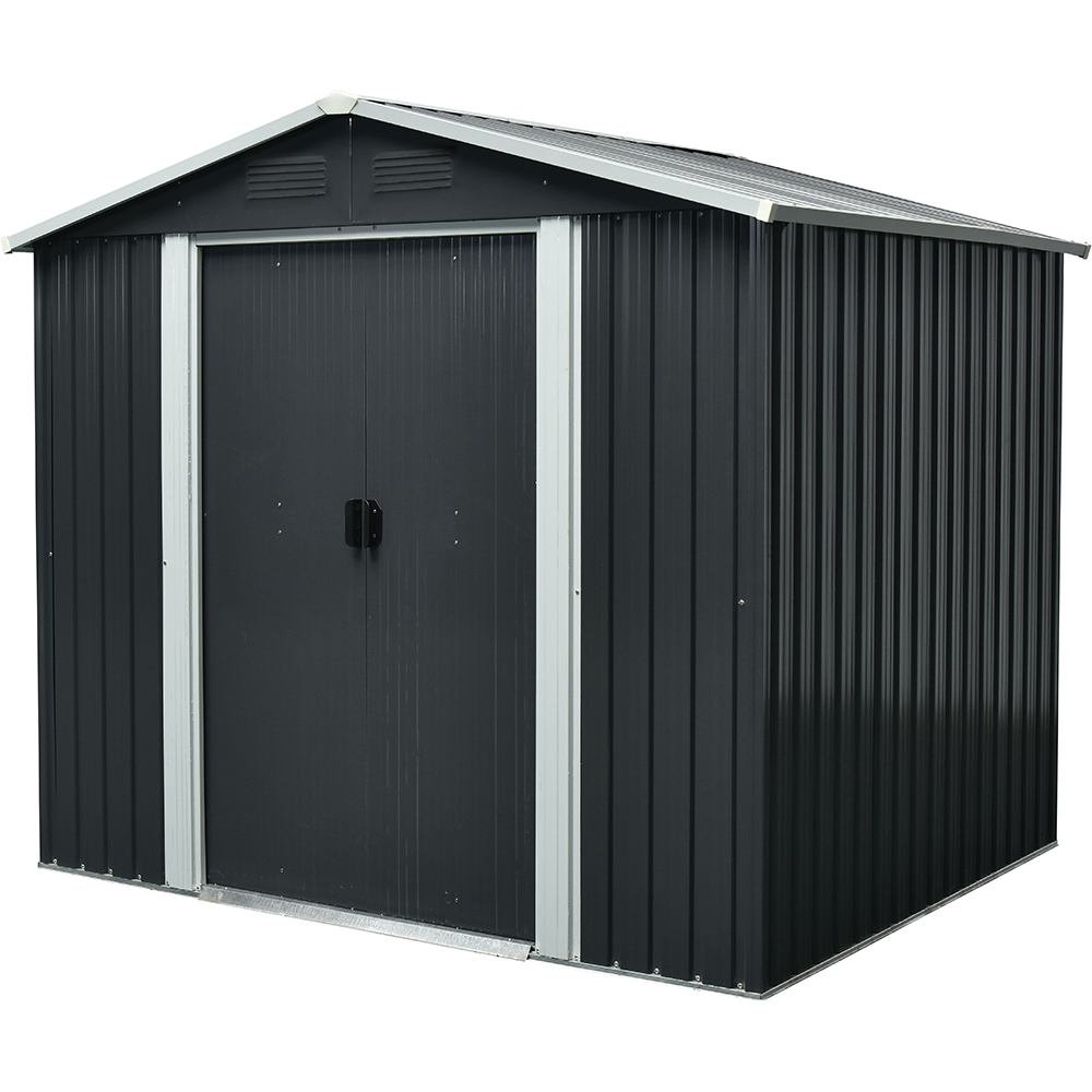 Casuta gradina PERGART Dresden II 86, metal, 174 x 236 x 206 cm, negru-gri