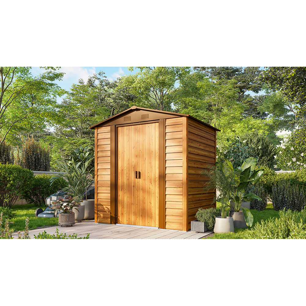 Casuta gradina PERGART Frankfurt II 65, metal, 152 x 193 x 203 cm, maro