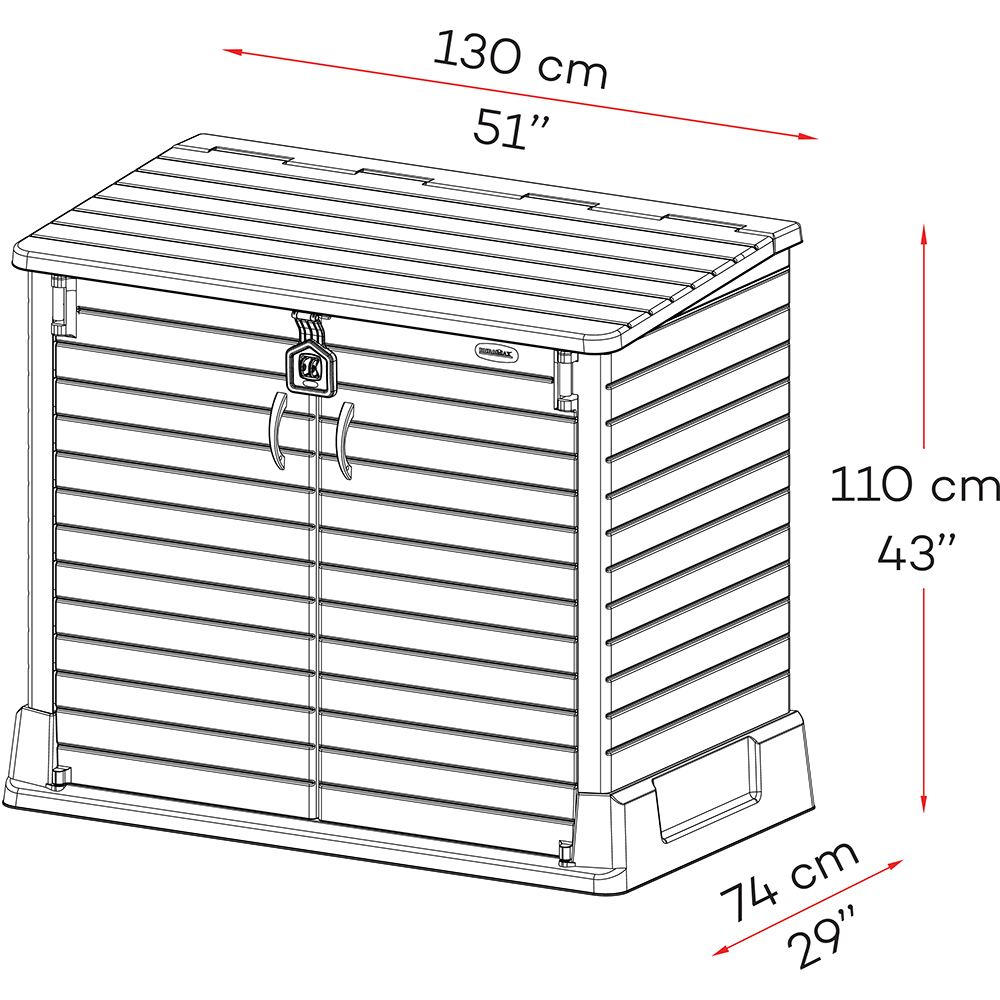 Dulap depozitare gradina DURAMAX Storeway 850 L, 130 x 74 x 110 cm, maro
