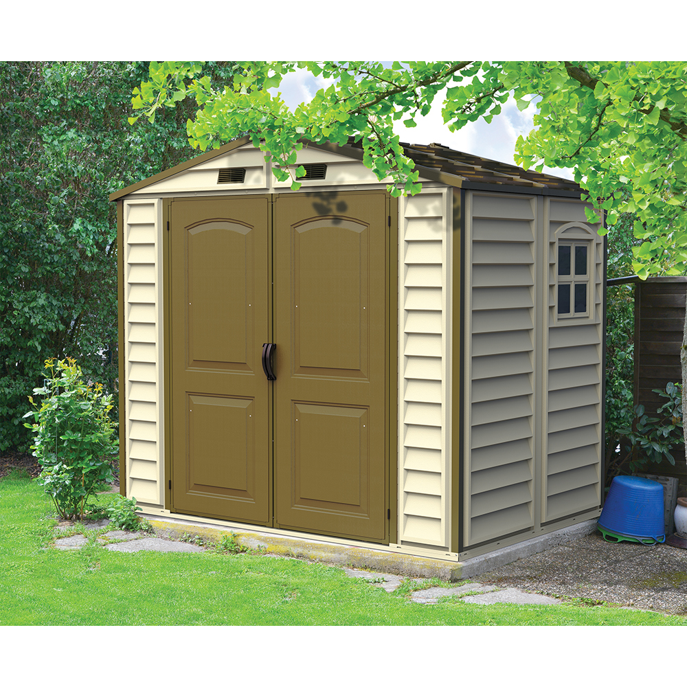 Casuta de gradina DURAMAX Store All, rasina, 245.4 x 160.7 x 222.7 cm, bej-maro deschis