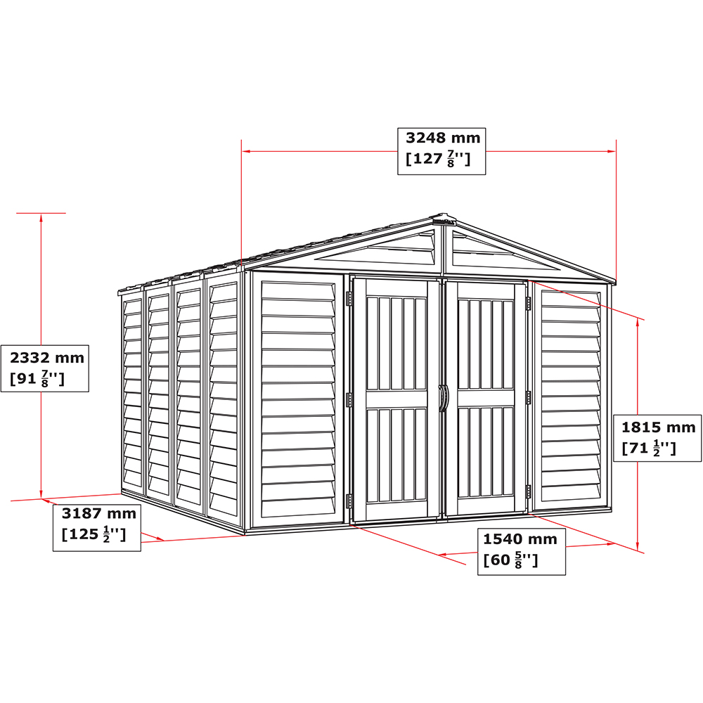 Casuta de gradina DURAMAX Woodbridge Plus, rasina, 324.8 x 318.7 x 233.2 cm, bej