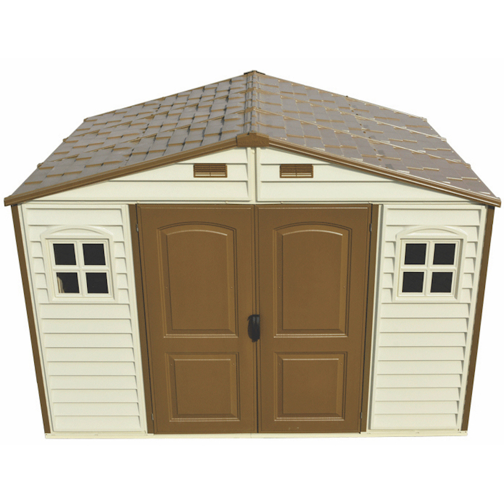 Casuta gradina DURAMAX Woodside, rasina, 324.8 x 239.7 x 233.2 cm, bej-maro deschis