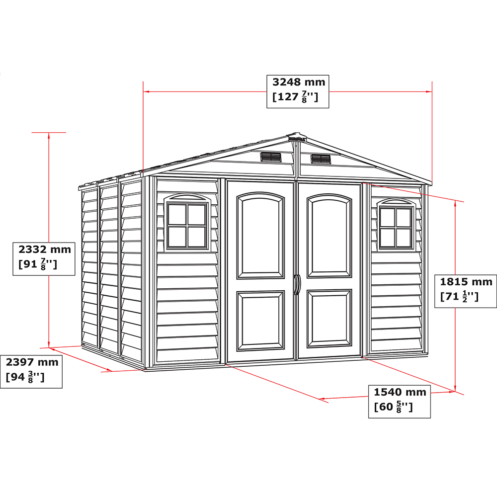 Casuta gradina DURAMAX Woodside, rasina, 324.8 x 239.7 x 233.2 cm, bej-maro deschis