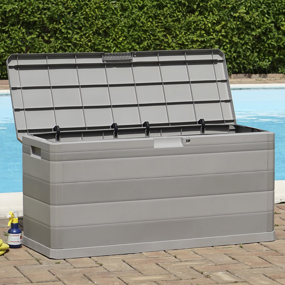 Lada depozitare gradina TOOMAX Multibox Elegance, PP, 117 x 45 x 56 cm, gri deschis