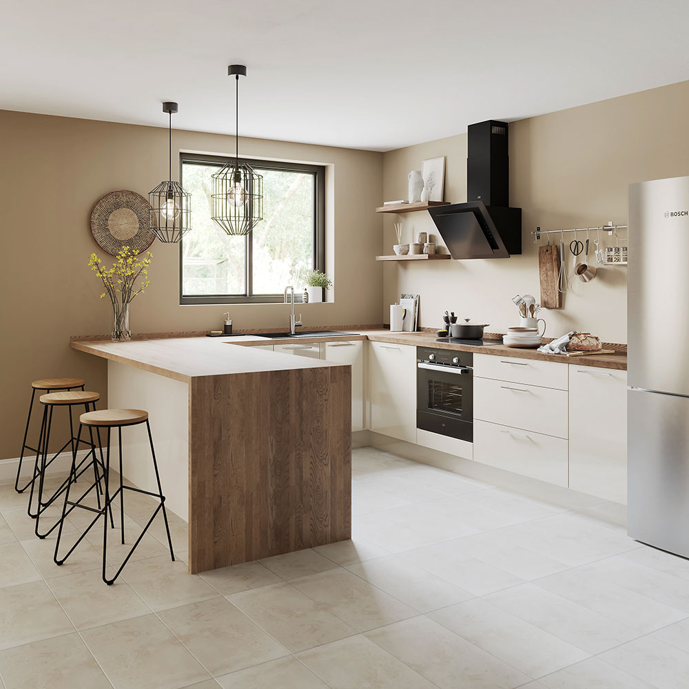 Front usa 2 sertare GOODHOME Stevia, MDF, crem, 59.7 x 35.6 x 1.8 cm , crem