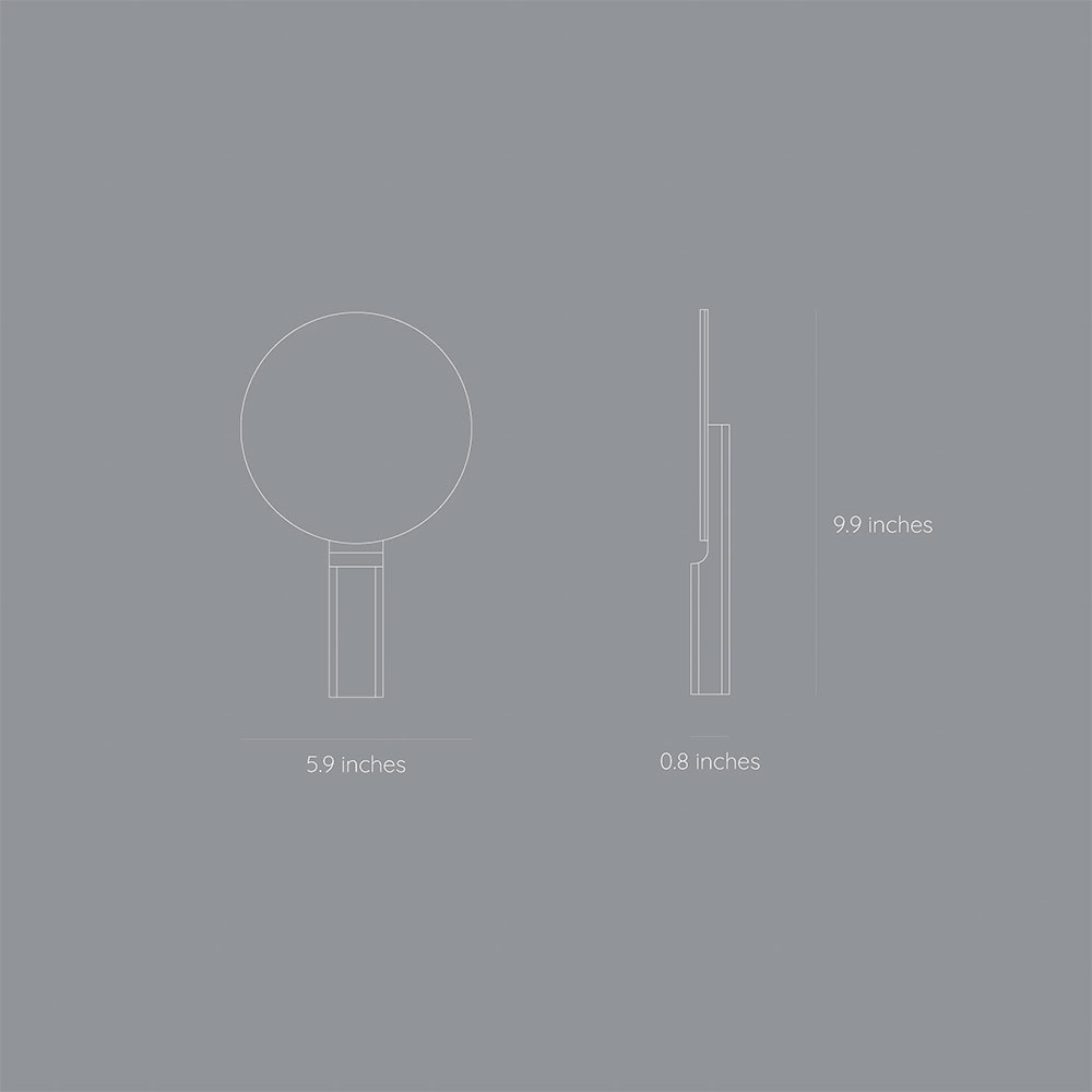 Oglinda cosmetica SPIN Paddle Vanity, 15 x 25 cm, Lemn, galben