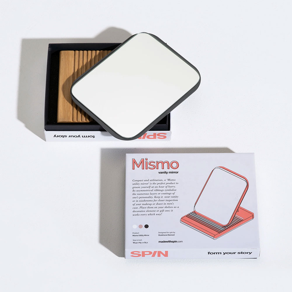 Oglinda cosmetica SPIN Mismo Utility, 15 x 13 cm, gri grfit