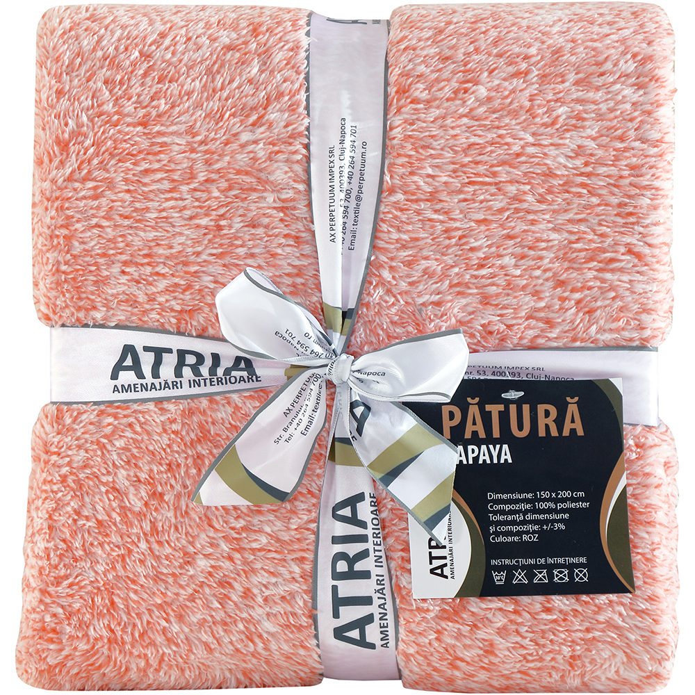 Patura ATRIA Papaya, 150 x 200 cm, poliester, roz