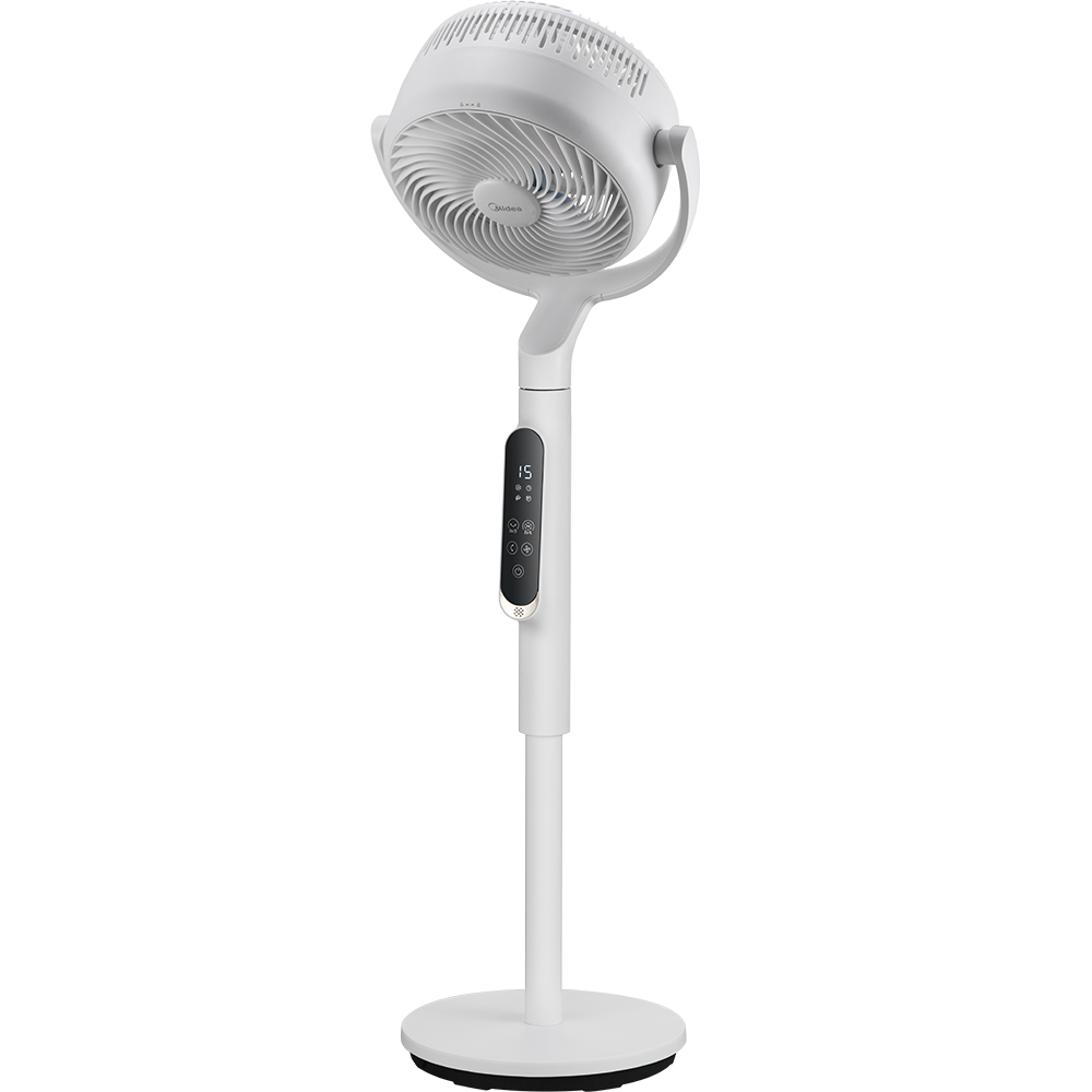 Ventilator cu picior MIDEA MFS242RDDW, 30 cm diametru, sistem Turbo Force cu 8 palete, 10 trepte de viteza, motor DC, 18W, alb