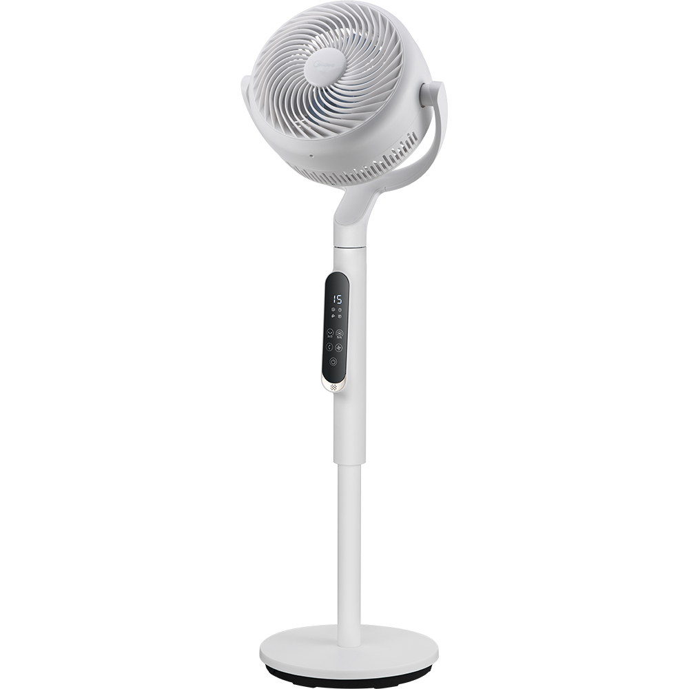 Ventilator cu picior MIDEA MFS242RDDW, 30 cm diametru, sistem Turbo Force cu 8 palete, 10 trepte de viteza, motor DC, 18W, alb