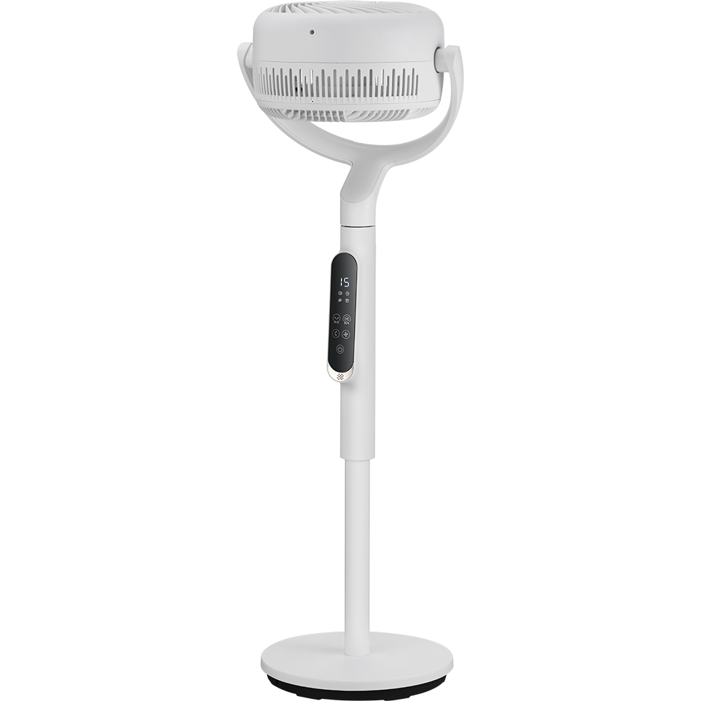 Ventilator cu picior MIDEA MFS242RDDW, 30 cm diametru, sistem Turbo Force cu 8 palete, 10 trepte de viteza, motor DC, 18W, alb