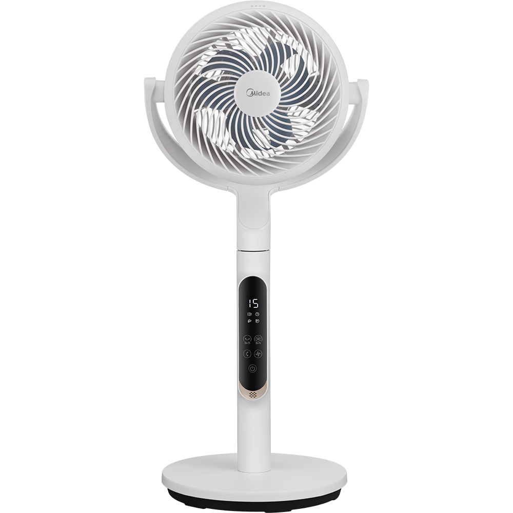 Ventilator cu picior MIDEA MFS242RDDW, 30 cm diametru, sistem Turbo Force cu 8 palete, 10 trepte de viteza, motor DC, 18W, alb