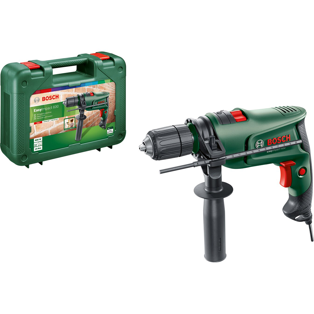 Masina de gaurit cu percutie BOSCH EasyImpact 600, 600W, 3000rpm, mandrina Rapida, 15nm