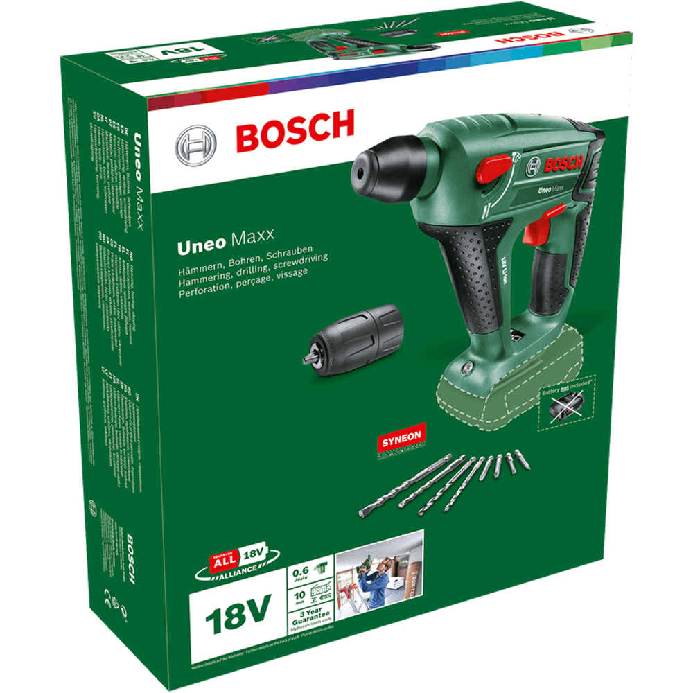 Ciocan rotopercutor BOSCH Uneo Maxx F.A., 0.6J, SDS Plus, 900rpm, fara acumulator