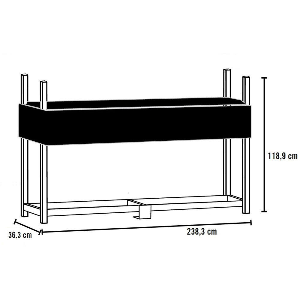 Suport lemne SHELTER LOGIC, metal, 239 x 36 x 119 cm, negru