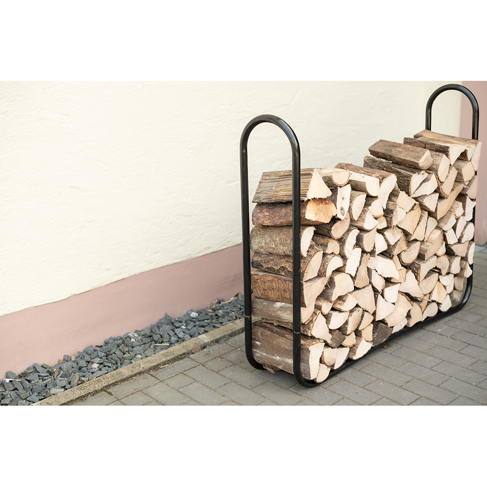 Suport lemne SHELTER LOGIC, metal, 122 x 25 x 103 cm, negru