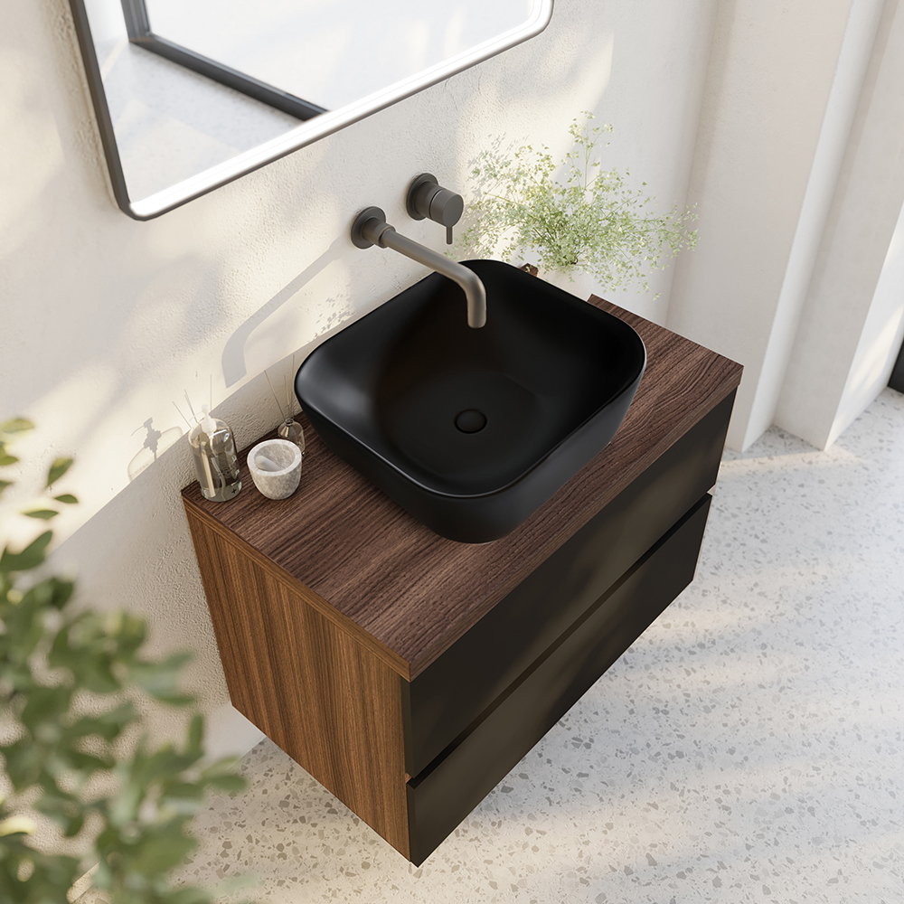 Lavoar SAVINIDUE Easy, ceramica, 39 x 39 x 14 cm, negru mat