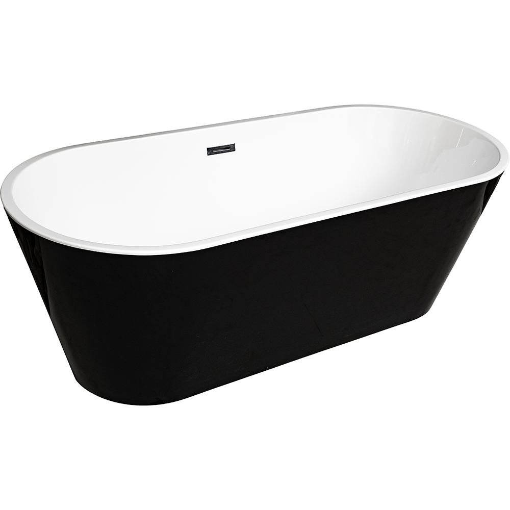 Cada baie freestanding MS-01, acril, 170 x 75 x 58 cm, negru