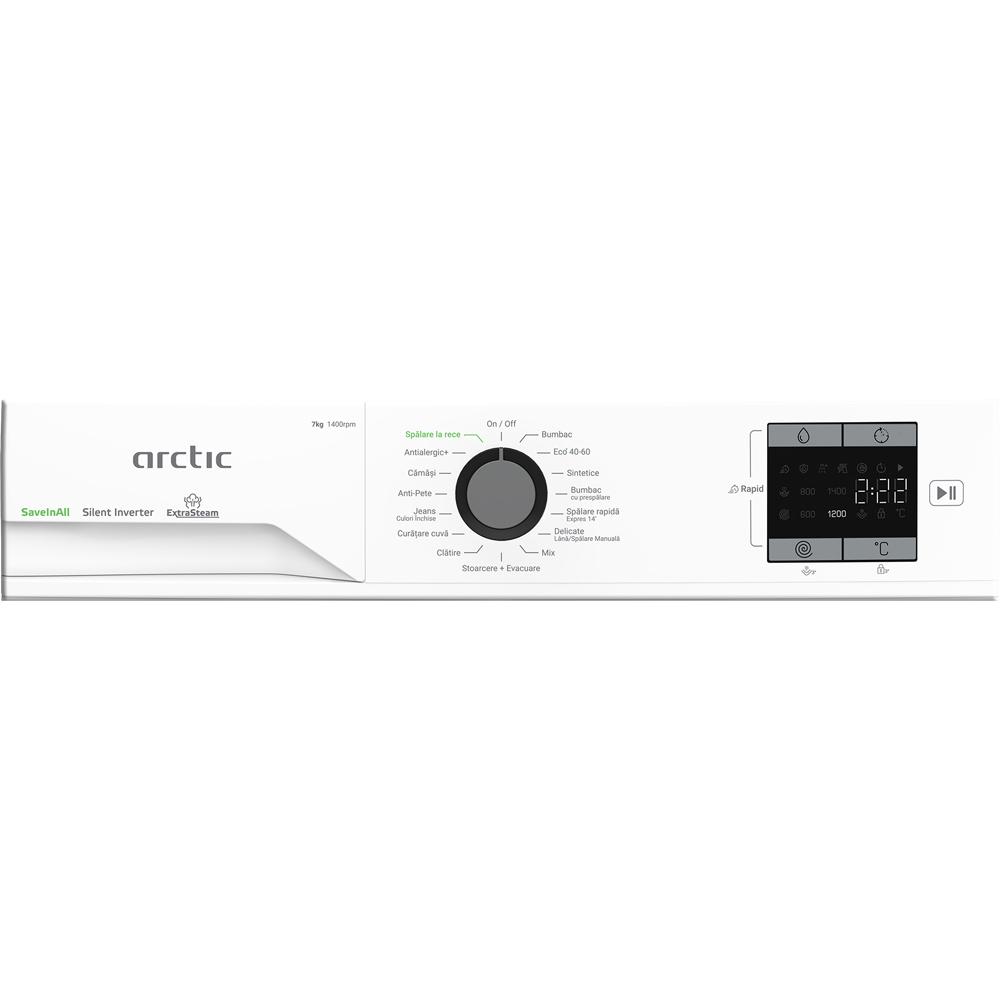 Masina de spalat rufe frontala ARCTIC APLM1WFSU17410W, Extra Steam, 7 kg, 1400rpm, Clasa A, alb