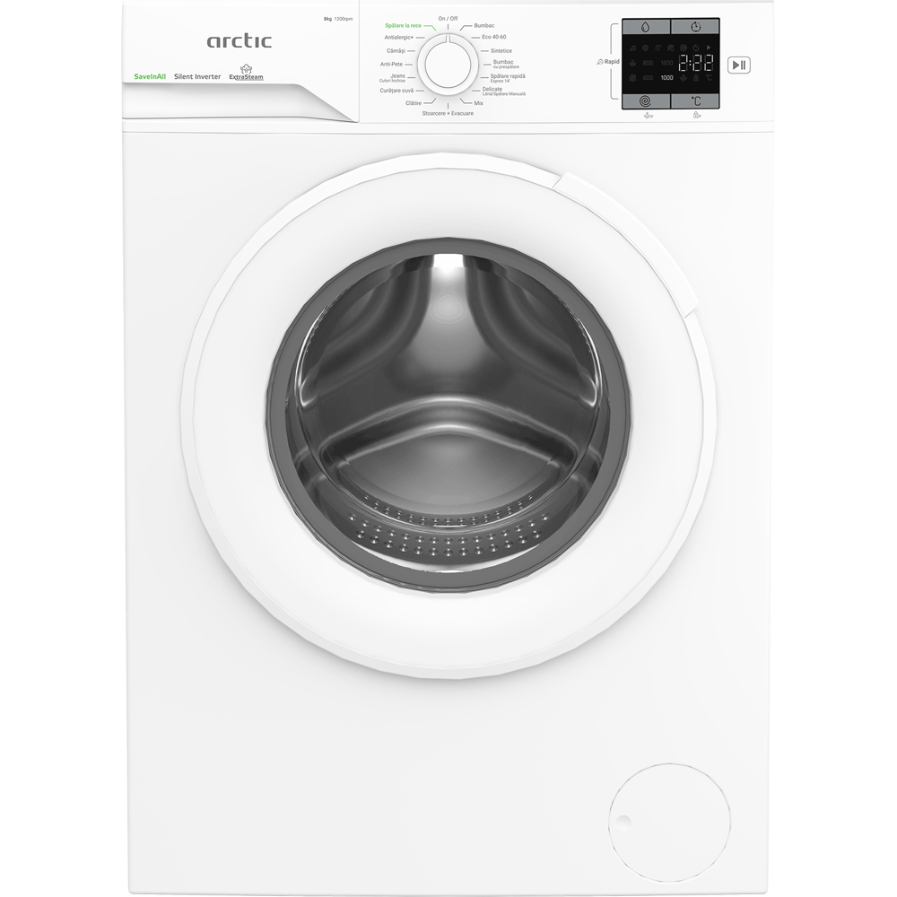 Masina de spalat rufe frontala ARCTIC APLM1WFSU18210W, Extra Steam, 8 kg, 1200rpm, Clasa A, alb