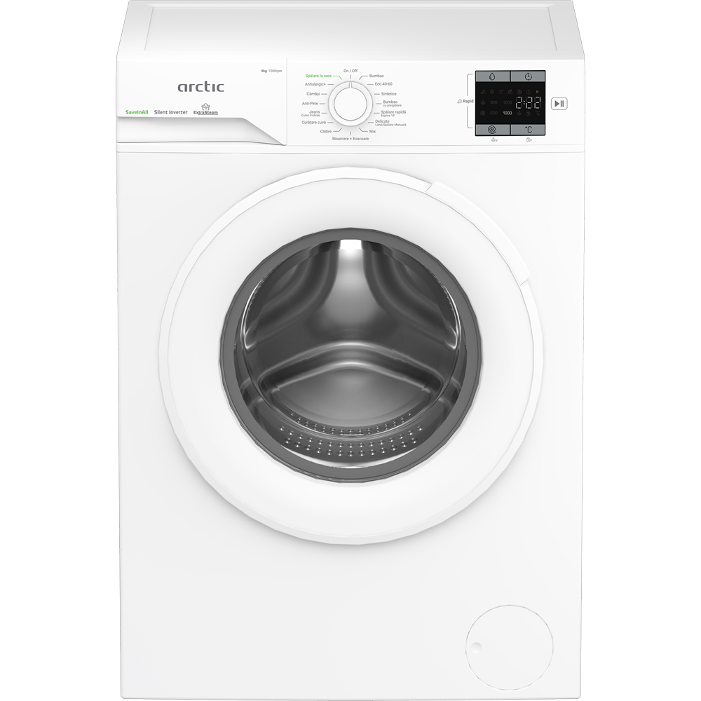 Masina de spalat rufe frontala ARCTIC APLM1WFSU19210W, ExtraSteam, 9 kg, 1200rpm, Clasa A, alb