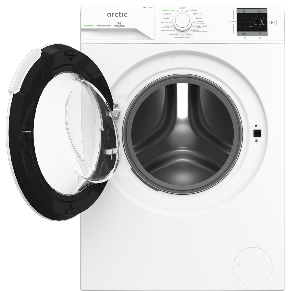 Masina de spalat rufe frontala ARCTIC APLM1WFSU19210W, ExtraSteam, 9 kg, 1200rpm, Clasa A, alb