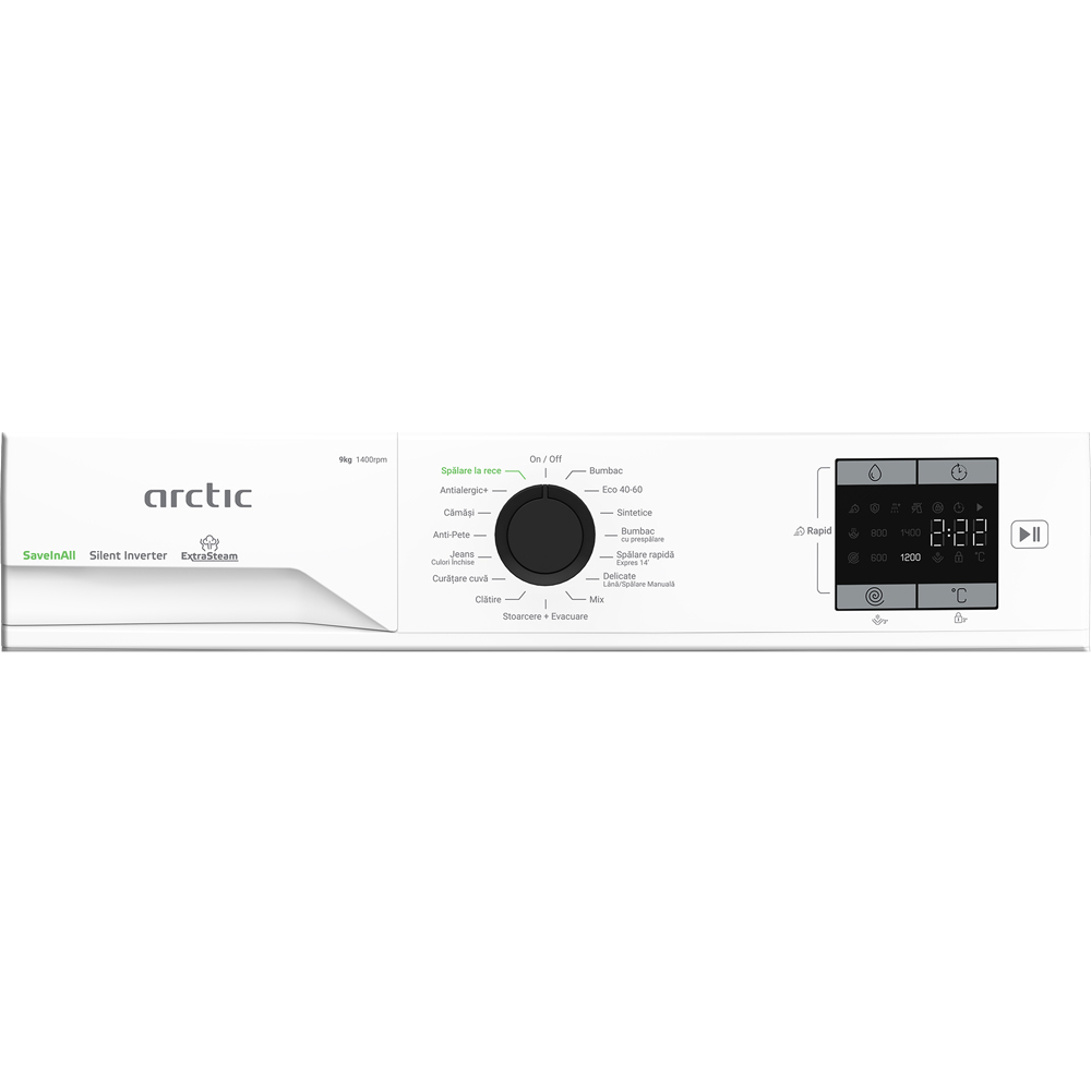 Masina de spalat rufe frontala ARCTIC APLM1WFSU19410W, Extra Steam, 9 kg, 1400rpm, Clasa A, alb
