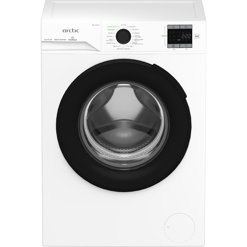 Masina de spalat rufe frontala ARCTIC APLM1WFSU19410W, Extra Steam, 9 kg, 1400rpm, Clasa A, alb