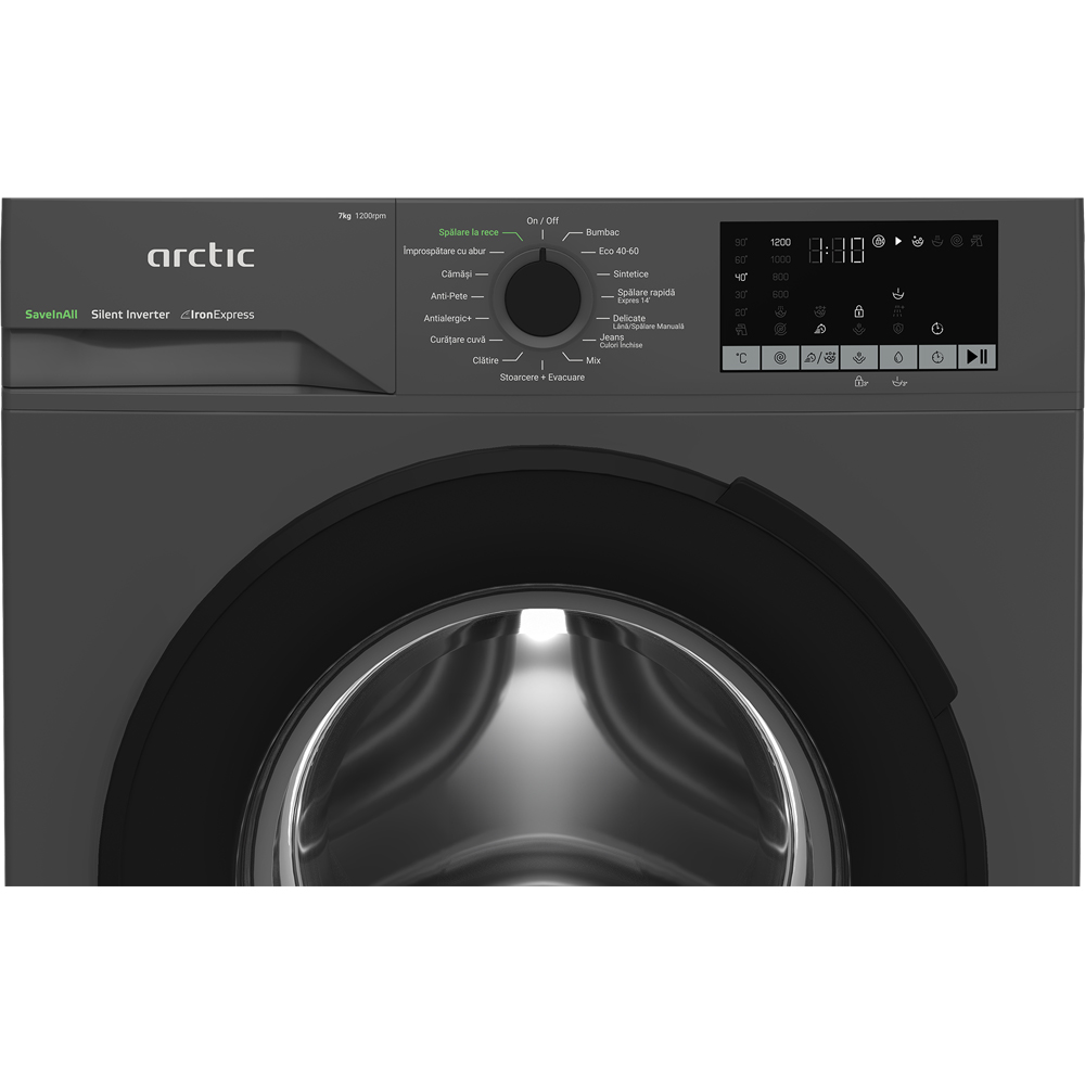 Masina de spalat rufe frontala ARCTIC APLM2WFSU27211S, ExtraSteam, 7 kg, 1200rpm, Clasa A, antracit