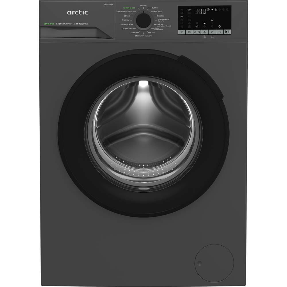 Masina de spalat rufe frontala ARCTIC APLM2WFSU27211S, ExtraSteam, 7 kg, 1200rpm, Clasa A, antracit