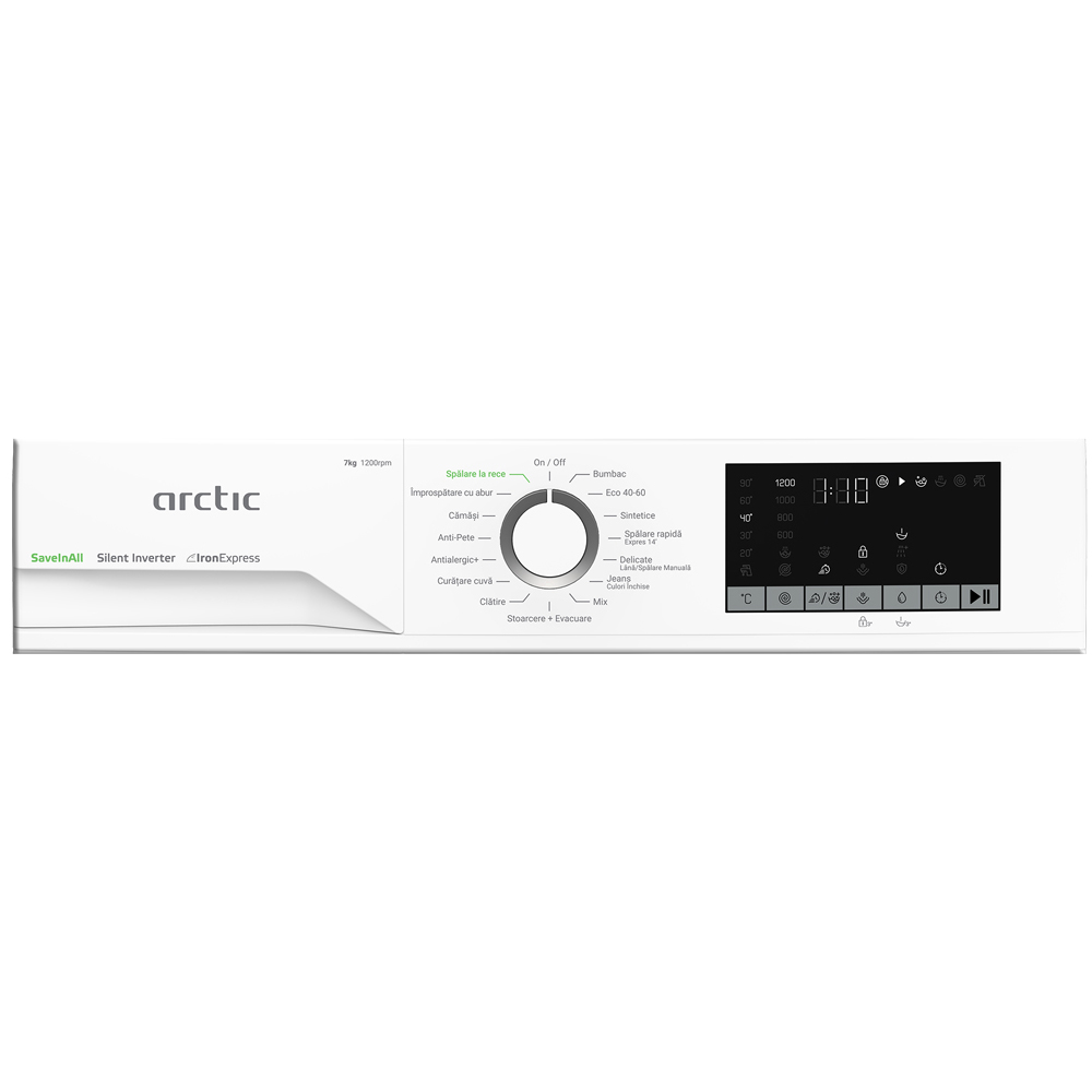Masina de spalat rufe frontala ARCTIC APLM2WFSU27211W, ExtraSteam, 7 kg, 1200rpm, Clasa A, alb