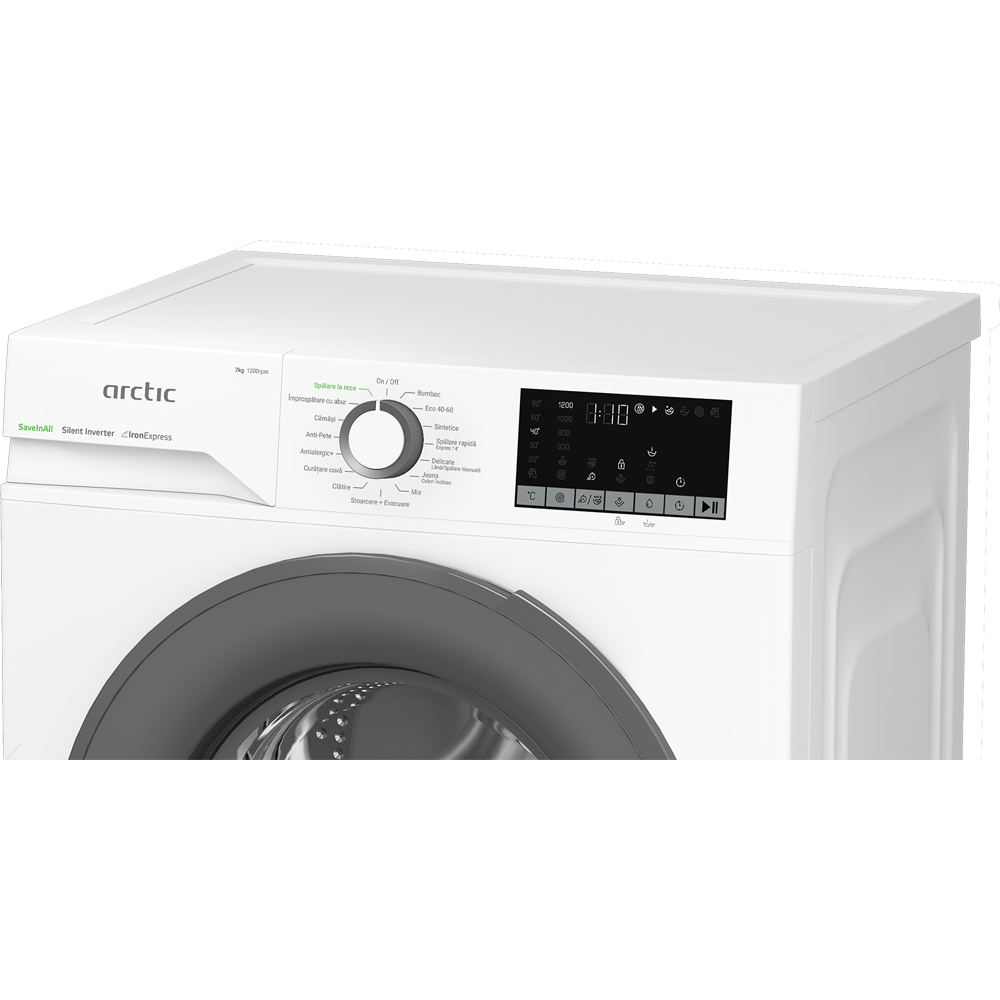 Masina de spalat rufe frontala ARCTIC APLM2WFSU27211W, ExtraSteam, 7 kg, 1200rpm, Clasa A, alb