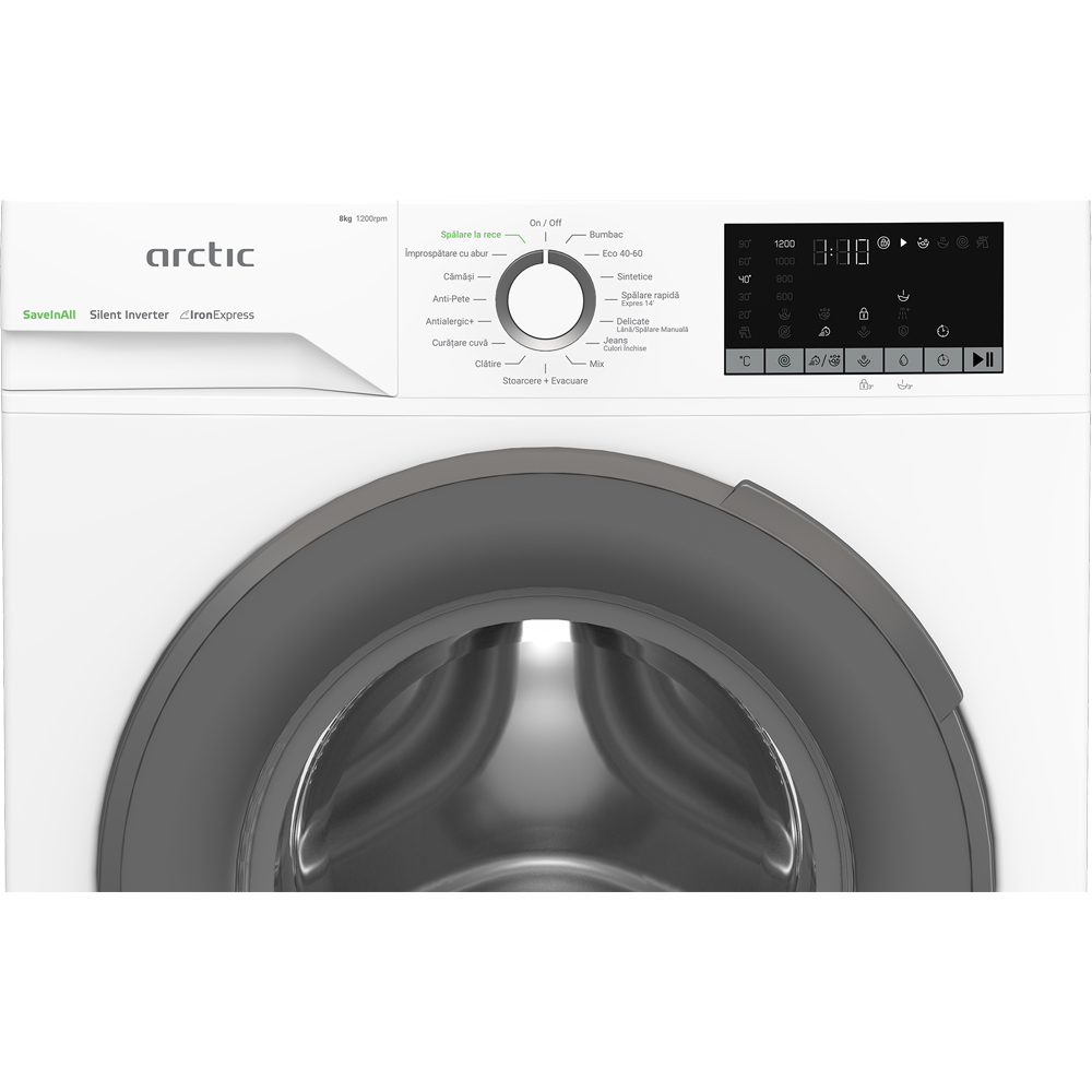 Masina de spalat rufe frontala ARCTIC APLM2WFSU28211WG, ExtraSteam, 8 kg, 1200rpm, Clasa A, alb