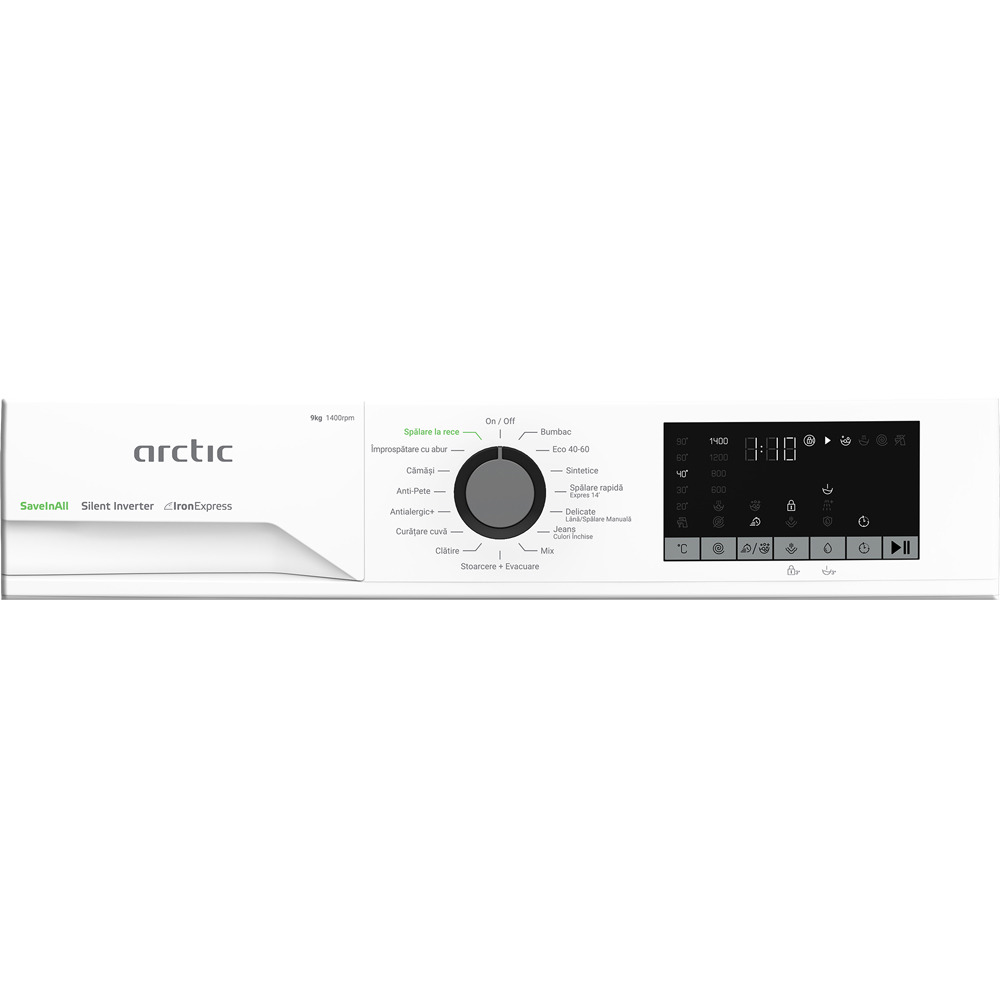 Masina de spalat rufe frontala ARCTIC APLM2WFSU29412W, ExtraSteam, 9 kg, 1400rpm, Clasa A, alb