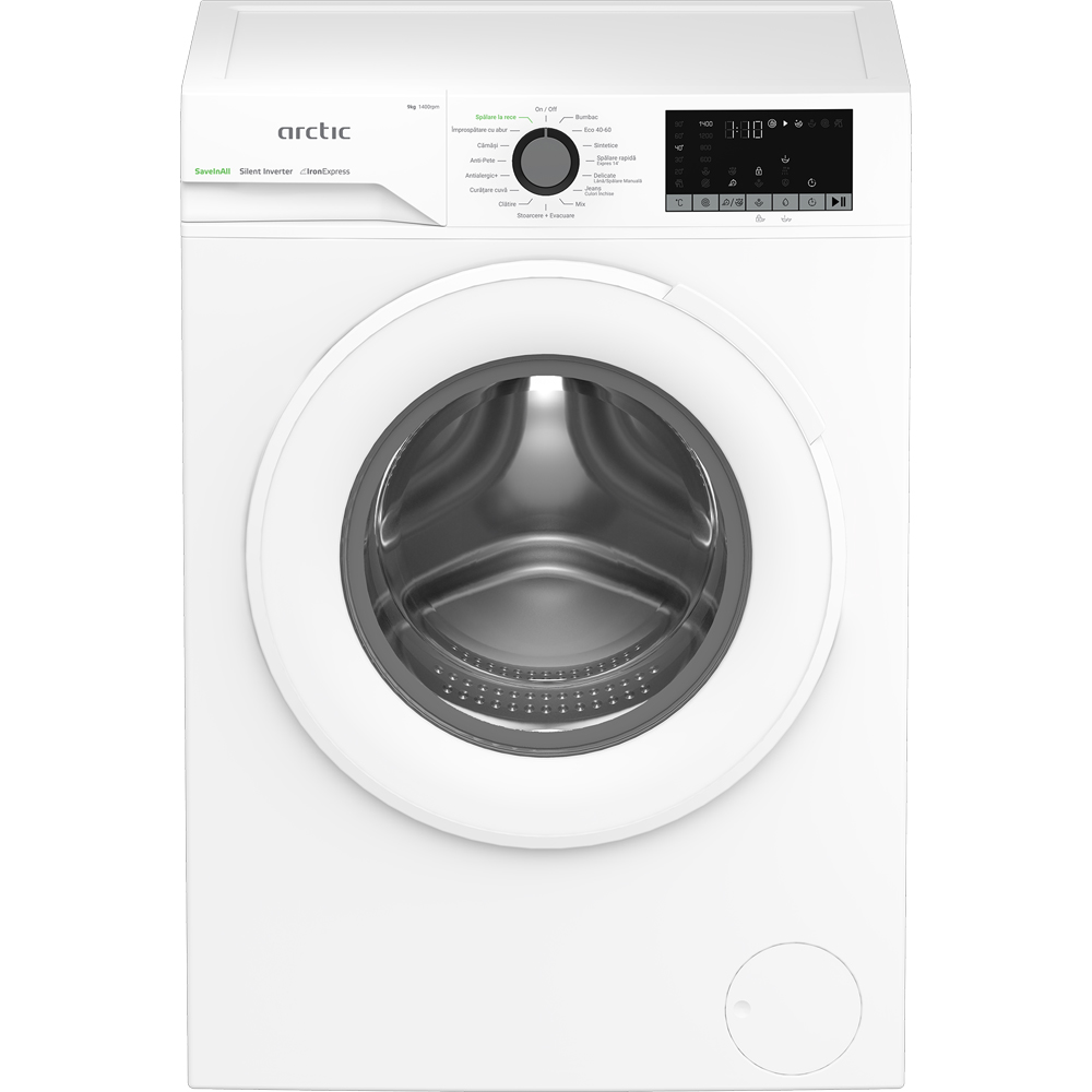 Masina de spalat rufe frontala ARCTIC APLM2WFSU29412W, ExtraSteam, 9 kg, 1400rpm, Clasa A, alb