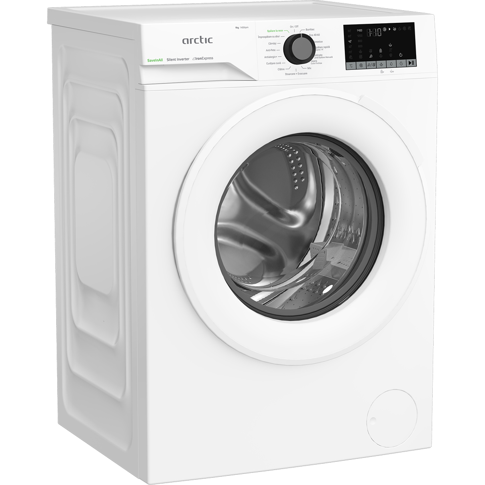 Masina de spalat rufe frontala ARCTIC APLM2WFSU29412W, ExtraSteam, 9 kg, 1400rpm, Clasa A, alb