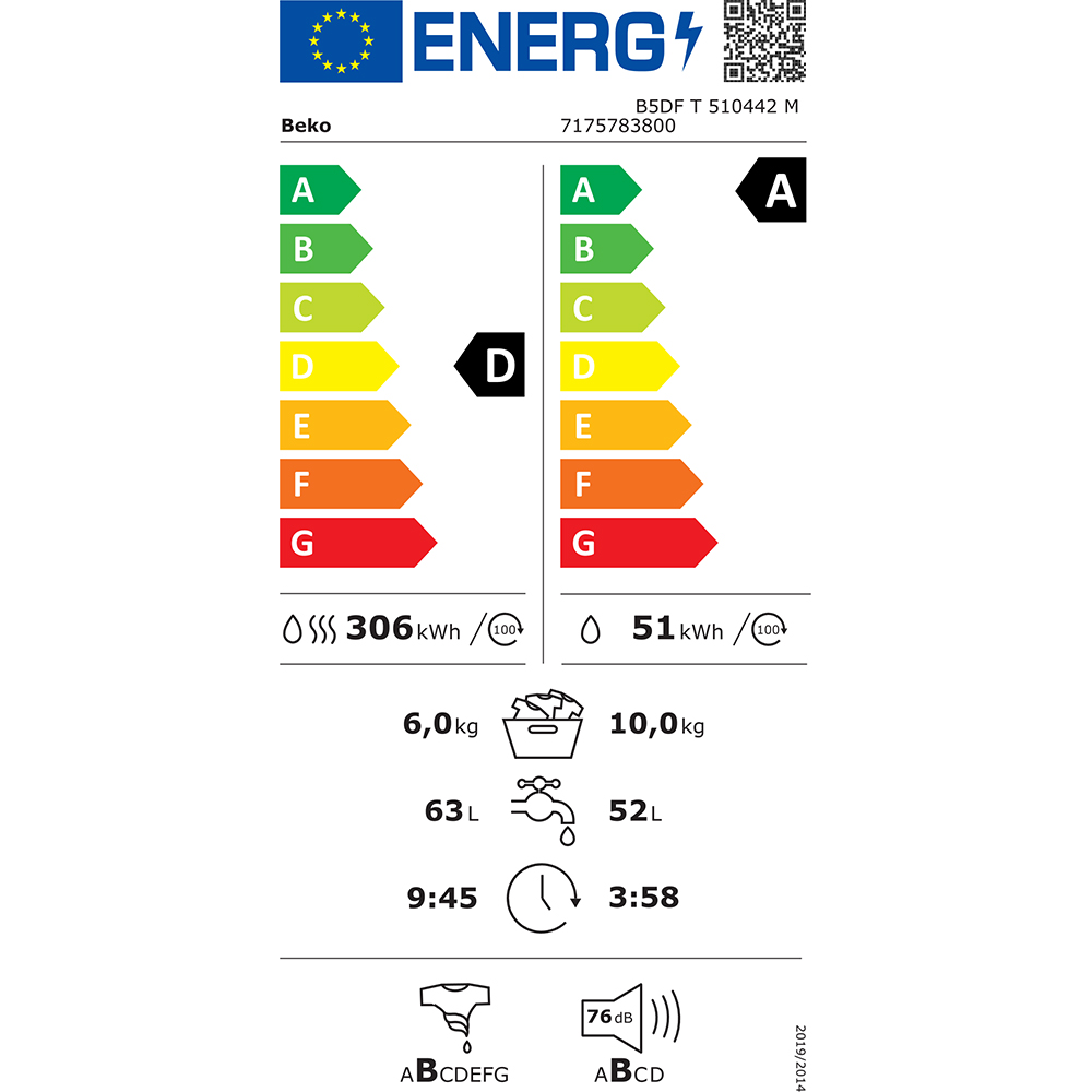 Masina de spalat rufe frontala cu uscator BEKO B5DFT510442M, SteamCure, 10/6 kg, 1400 rpm, Clasa A/D, gri inchis 