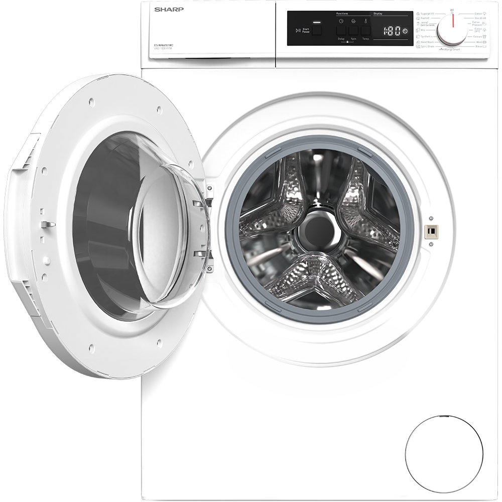 Masina de spalat rufe frontala SHARP ES-NFA6101WC-EE, 6 kg, 1000rpm, Clasa C, alb